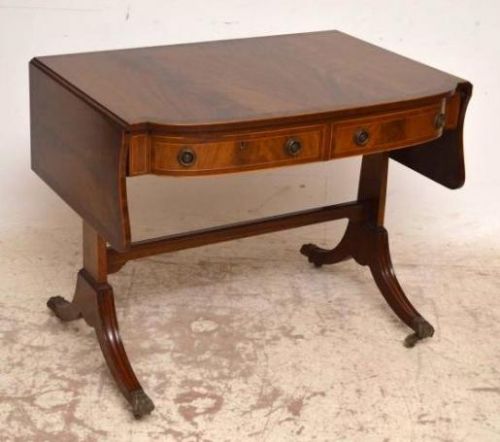 Antique Regency Style Inlaid Mahogany Sofa Table