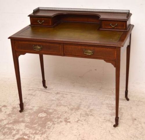 Antique Edwardian Inlaid Mahogany Writing Table / Desk