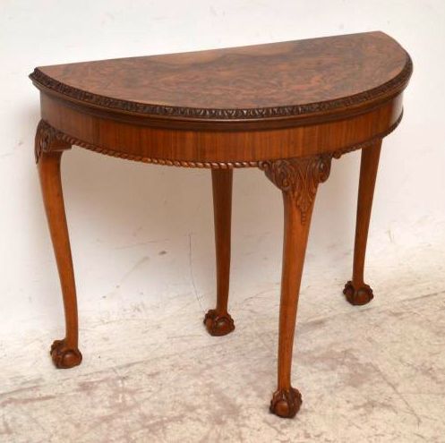 Antique Queen Anne Style Burr Walnut Card Table