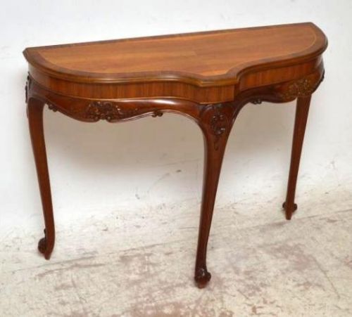Antique Inlaid Walnut Console Table
