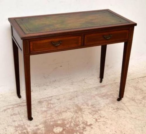 Small Antique Edwardian Inlaid Mahogany Writing Table / Desk