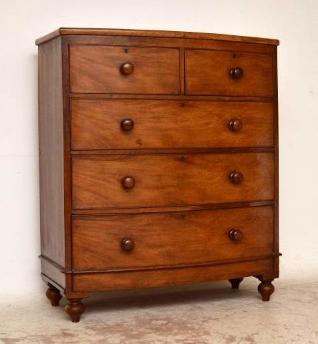 Antique Victorian Mahogany Bow Front Chest of Drawers
