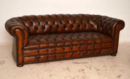 Antique Deep Buttoned Leather Chesterfield Sofa