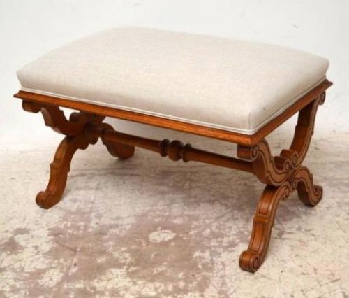 Antique Walnut X Frame Stool