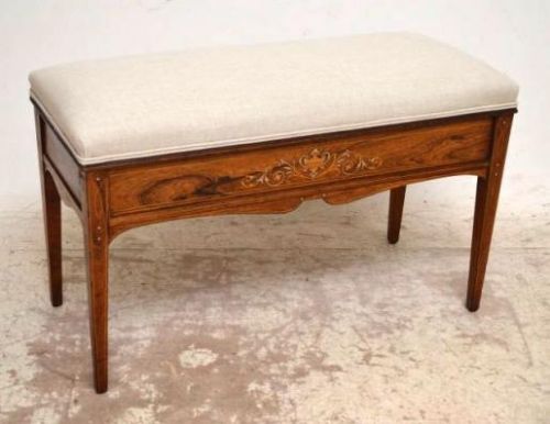 Antique Victorian Inlaid Rosewood Duet Piano Stool
