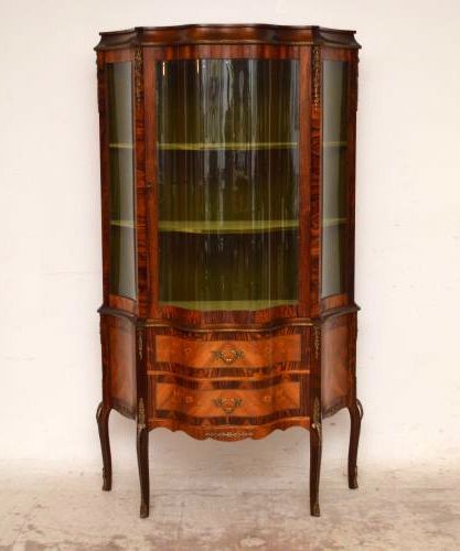 Antique French Style Inlaid Rosewood Display Cabinet