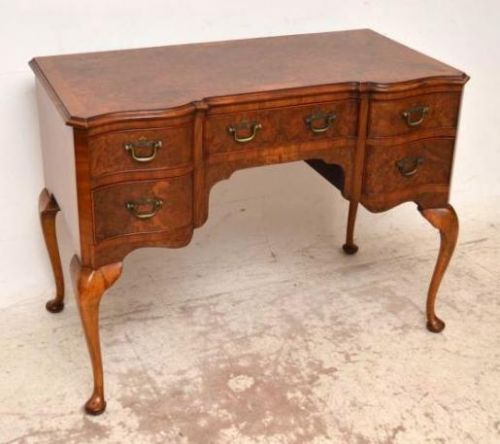 Antique Edwardian Burr Walnut Writing Table - Dressing Table - Desk