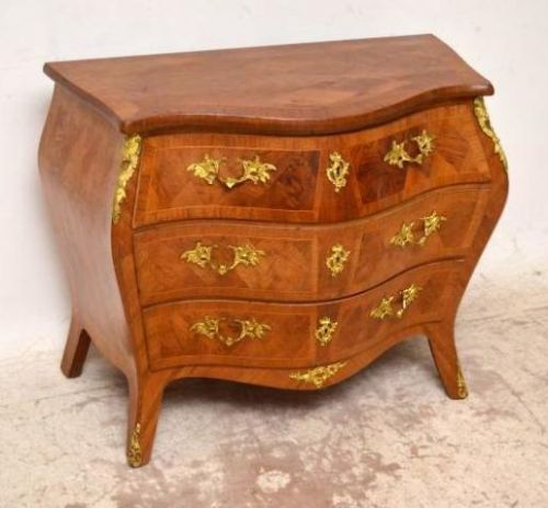 Antique Swedish Inlaid Bombe Commode