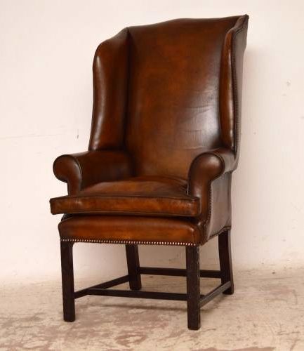 Original Antique Georgian Leather Wing Armchair