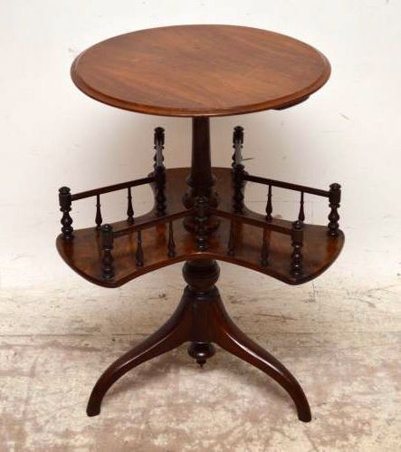 Antique Victorian Walnut Occasional Table with Revolving Gallery