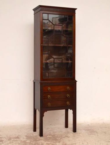 Antique Edwardian Mahogany Slim Bookcase