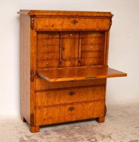 Antique Swedish Carolyn Birch Secretaire Abattant