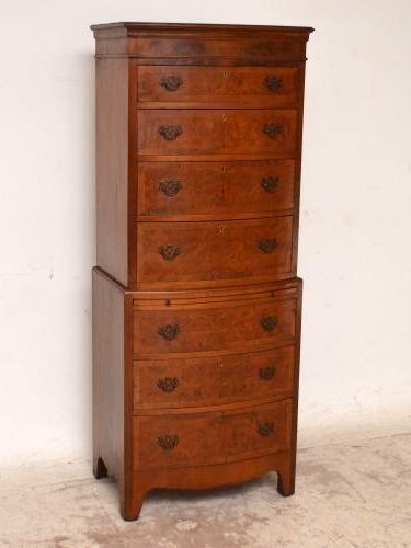 Antique Edwardian Burr Walnut Chest on Chest