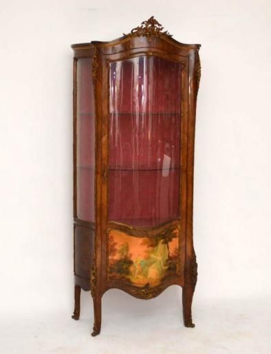 Antique French Style Painted and Ormolu Mounted Display Cabinet