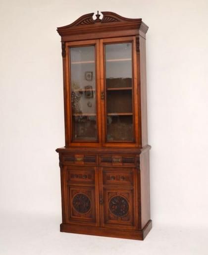 Antique Victorian Carved Mahogany Chiffonier Bookcase