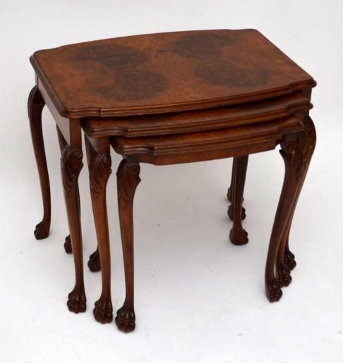 Large Antique Burr Walnut Nest of Tables - Top Quality