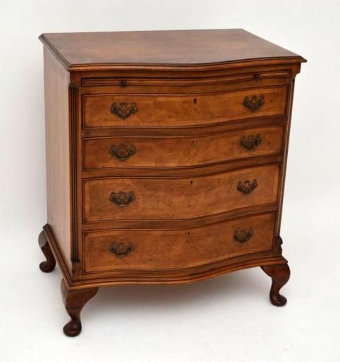 Antique Burr Walnut Serpentine Fronted Chest of Drawers