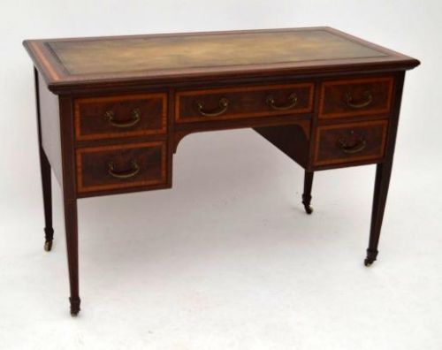 Antique Edwardian Inlaid Mahogany Desk
