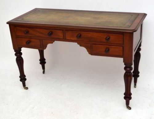 Antique William 1v Mahogany Leather Top Writing Table Desk