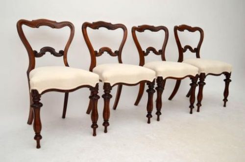 Set of 4 Antique William IV Carved Rosewood Dining Chairs