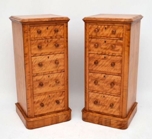 Pair of Antique Victorian Satin Birch Chests