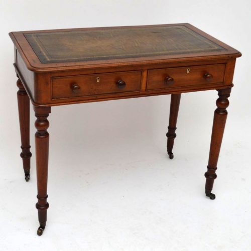 Antique Victorian Mahogany Leather Top Writing Table Desk