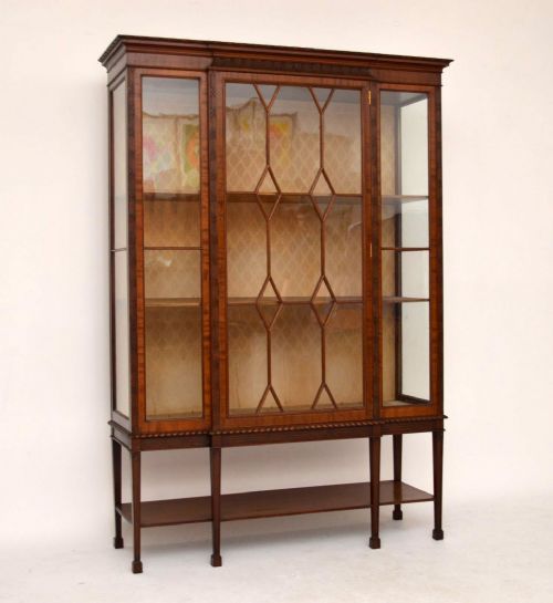 Large Antique Edwardian Carved Mahogany Display Cabinet