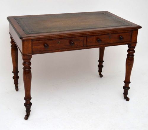 Antique Victorian Mahogany Leather Top Writing Table Desk