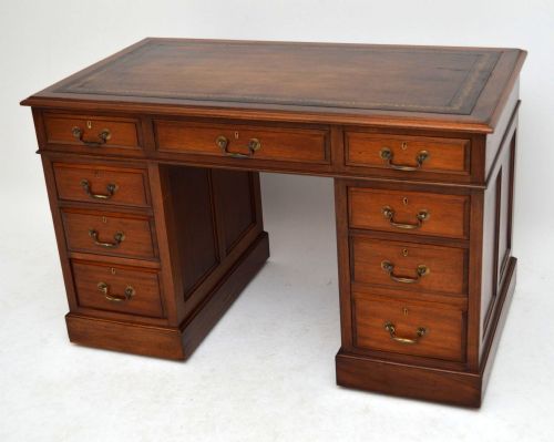 Antique Mahogany Leather Top Desk