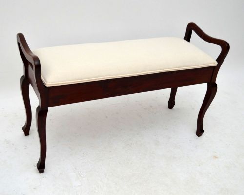 Antique Edwardian Mahogany Duet Piano Stool