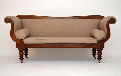 Antique Early Victorian Mahogany Scroll End Sofa C.1840