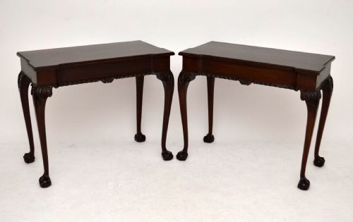 Pair of Antique Chippendale Style Mahogany Console Side Tables