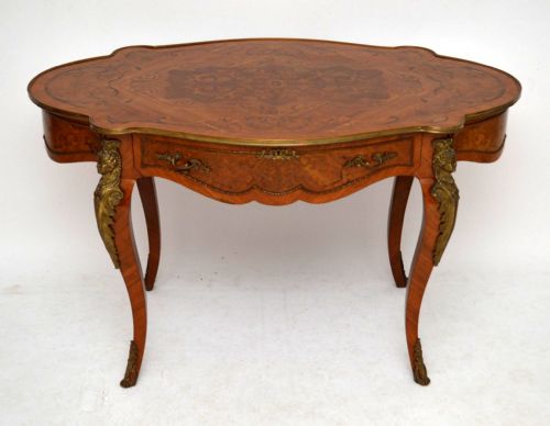 Antique French Marquetry Inlaid Bureau Plat Desk