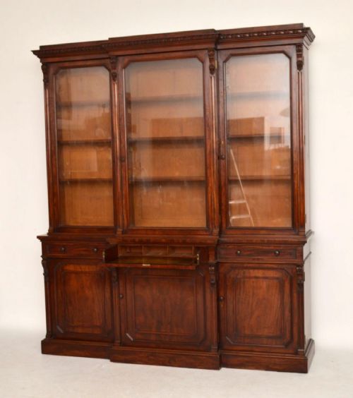 Antique Early Victorian Mahogany Secretaire Bookcase 'Winter & Son'
