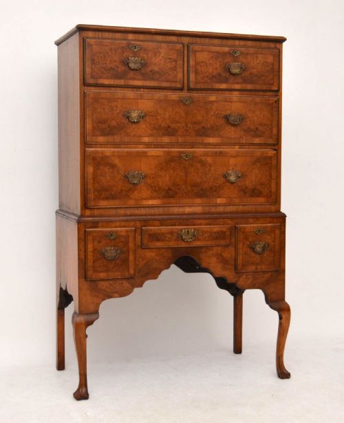 Antique Inlaid Burr Walnut Chest on Stand - Tallboy