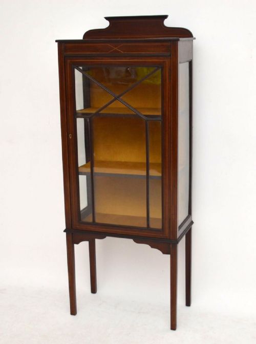 Antique Edwardian Inlaid Mahogany Display Cabinet