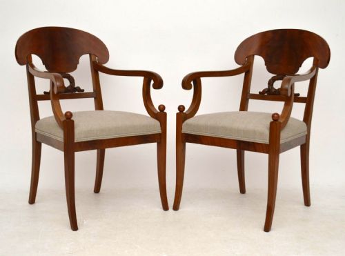 Pair of Antique Swedish Biedermeier Armchairs Empire Style