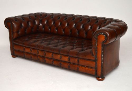 Antique Victorian Deep Buttoned Leather Chesterfield Sofa