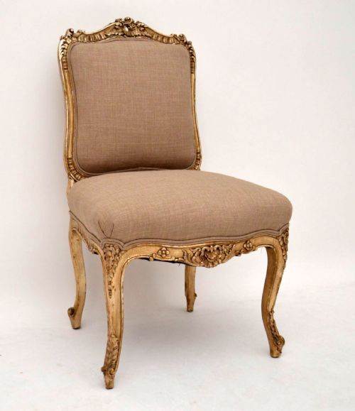 Antique French Carved Silver Gilt Upholstered Chair