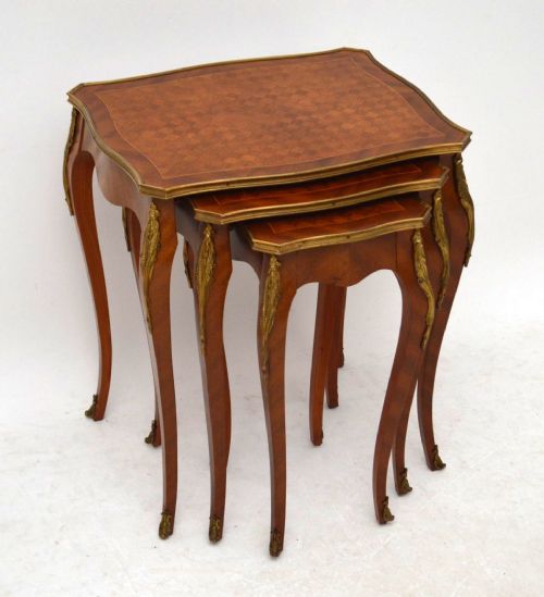 Antique French Inlaid Parquetry Top Nest of Tables