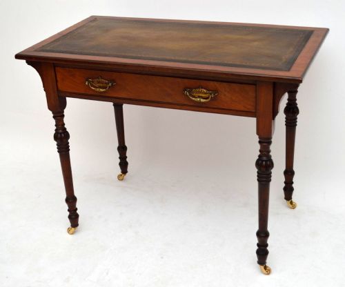 Antique Victorian Mahogany Leather Top Writing Table Desk