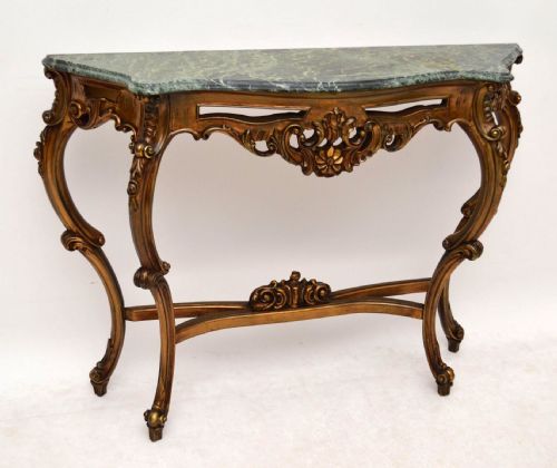 Antique French Gilt Wood Marble Top Console Table