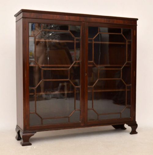 Antique Edwardian Mahogany 2 Door Bookcase