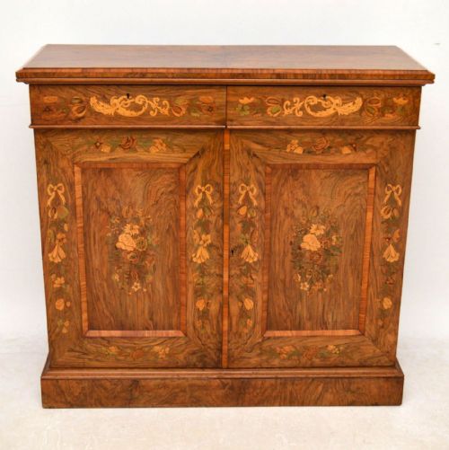 Antique Victorian Figured Walnut & Marquetry Cabinet / Chiffonier / Sideboard