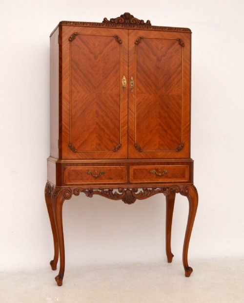 Antique French Style King Wood Cocktail Drinks Cabinet