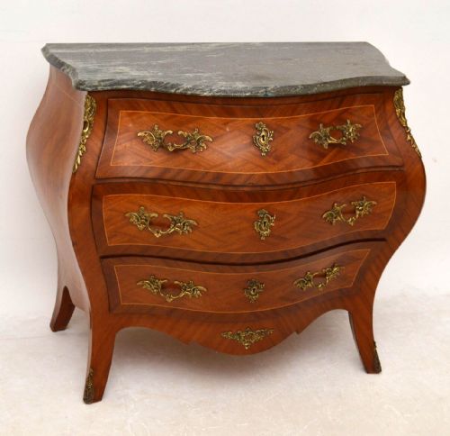Antique Swedish Marble Top Bombe Commode Chest