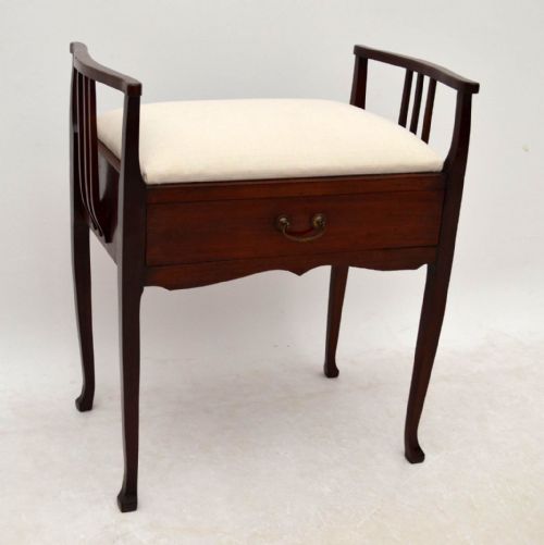Antique Arts & Craft Mahogany Piano Stool