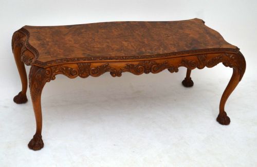 Antique Carved Walnut Queen Anne Style Coffee Table