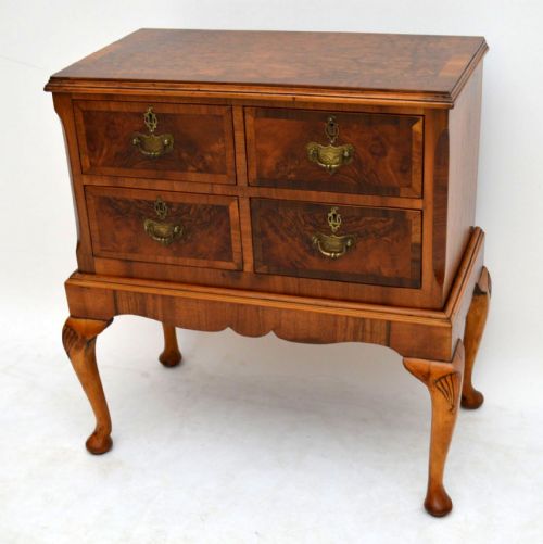 Antique Burr Walnut Low Boy Chest of Drawers