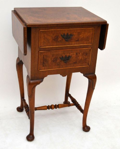 Antique Burr Walnut Drop Leaf Side Table